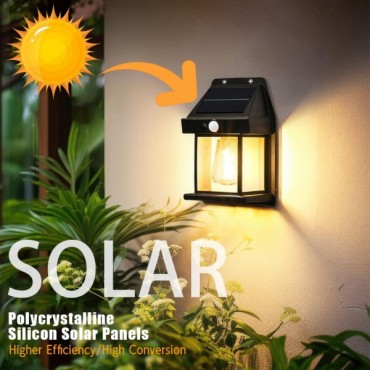 Solar Rustik Ampullü Duvar Lambası - Gün Işığı