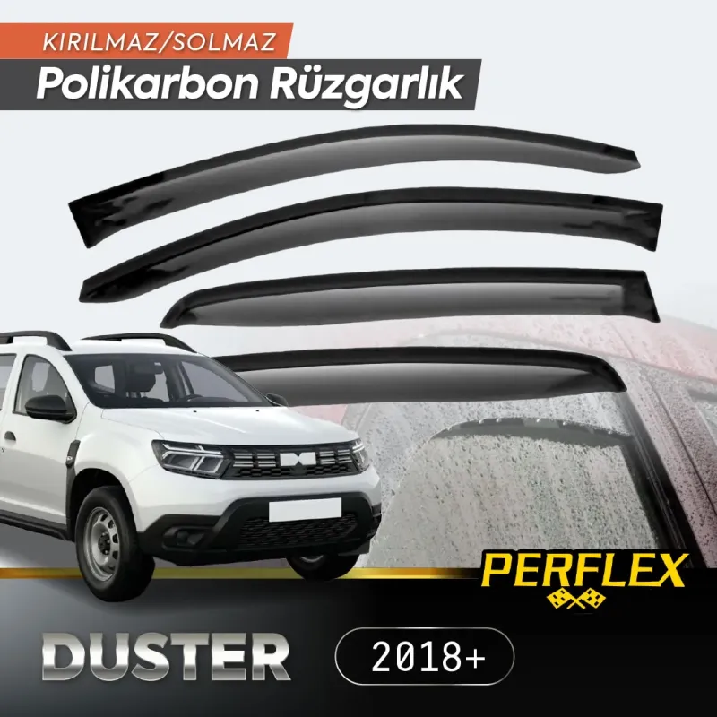 Perflex Polikarbon Kırılmaz Rüzgarlık V2 Düz Dacia Duster 2018+