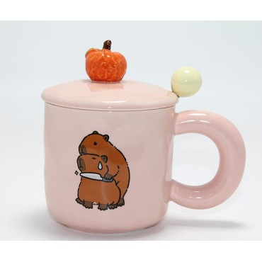 3D Capybara Desenli Porselen Kupa Bardak