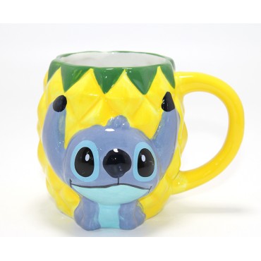 Disney Stitch Ananas Tasarımlı Kabartmalı Kupa Bardak 