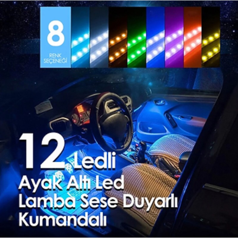 Araç İçi Müziğe ve Sese Duyarlı RGB LED 