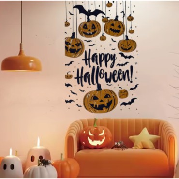 Halloween Temalı Balkabaklı Duvar Sticker Seti