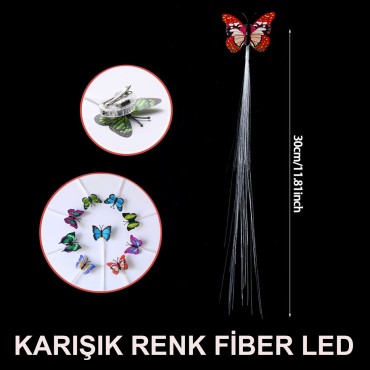 Led Fiber Optik Işıklı Kelebek Saç Klipsi