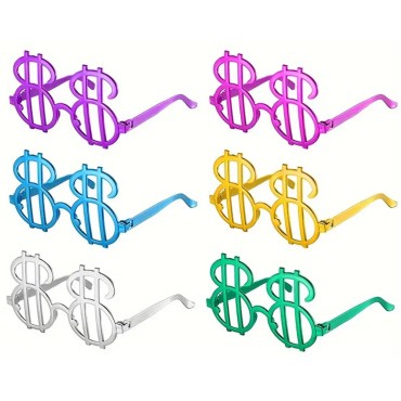 Dolar Şekilli Metalize Parti Gözlüğü 6 Adet