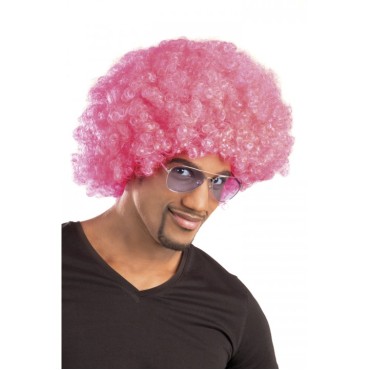 Pembe Renk Kıvırcık Afro Bonus Parti Peruğu