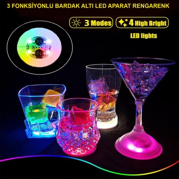 Işıklı Yapışkanlı Bardak Altı Aparatı Ledli 3 Modlu 