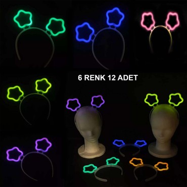 Glow Stick Karanlıkta Yanan Fosforlu Yıldız Taç 12 Adet