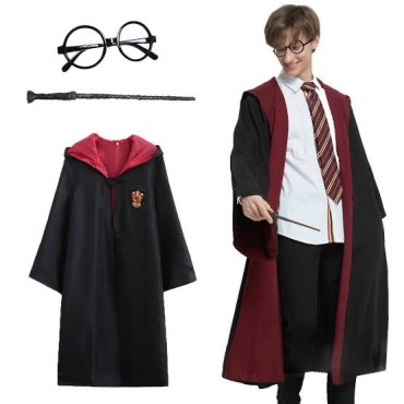 Harry Potter Gryffindor Kapşonlu Çocuk Kostüm Seti 7-8 Yaş