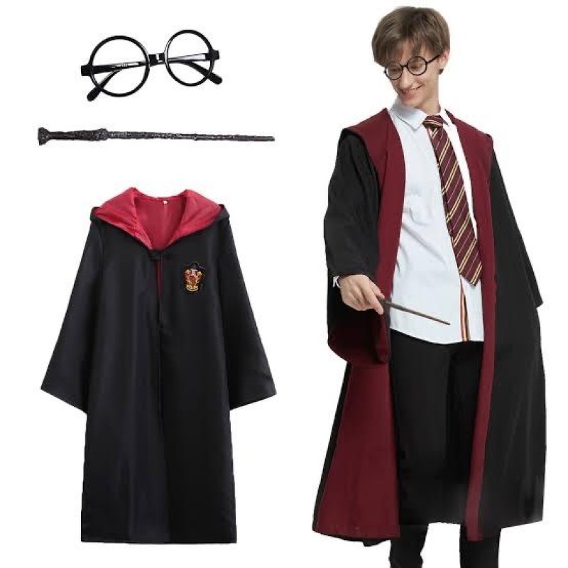 Harry Potter Gryffindor Kapşonlu Çocuk Kostüm Seti 11-12 Yaş