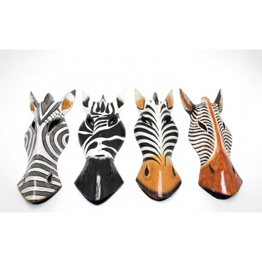 Ahşap Duvara Asmalı 30 cm Zebra Maske 