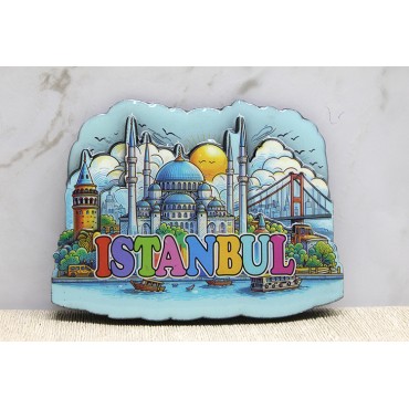 Ahşap İstanbul Temalı Magnet - Model 10