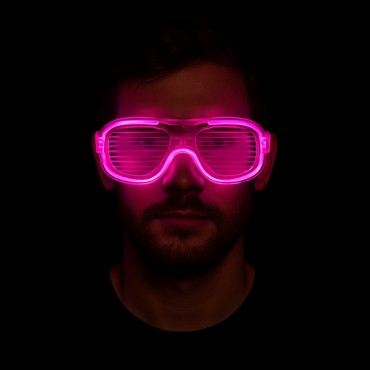 Pembe Led Işıklı Parti Gözlüğü - Neon 3 Modlu
