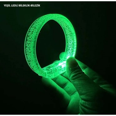 Yeşil Led Işıklı Baskı Yapılabilen Pilli Bileklik Bilezik
