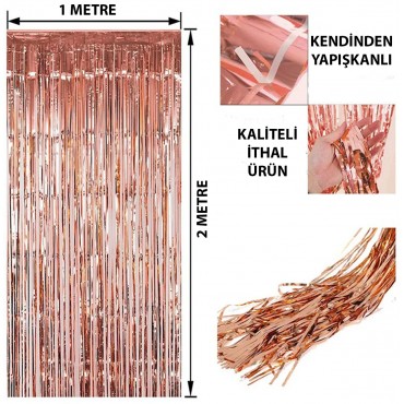 Rose Gold Püsküllü Kapı Perdesi 