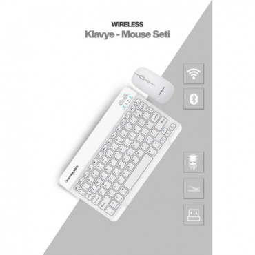 Beyaz Kablosuz Klavye Ve Mouse Seti