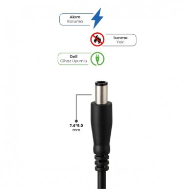 19.5V 4.62A 7.4 * 5.0mm 90W DELL İçin Laptop Adaptör