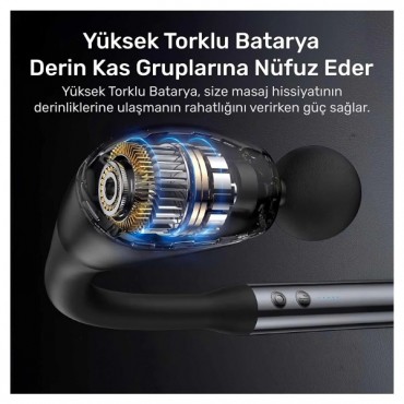 4 Başlıklı Uzun Saplı Ergonomik Profesyonel Sporcu Masaj Tabancası