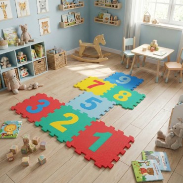 9 Parça Sayılar Puzzle Yer Matı 