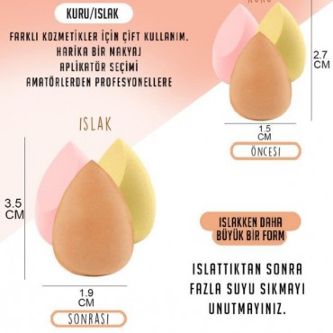 4'lü Kapaklı Armut Makyaj Süngeri Seti