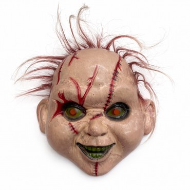 Saçlı Chucky Korku Maskesi – Gerçekçi Dikişli ve Detaylı Maske